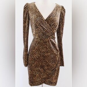 Nicole Miller Collection Leopard Velvet Faux-Wrap
Dress Size M (NWOT)